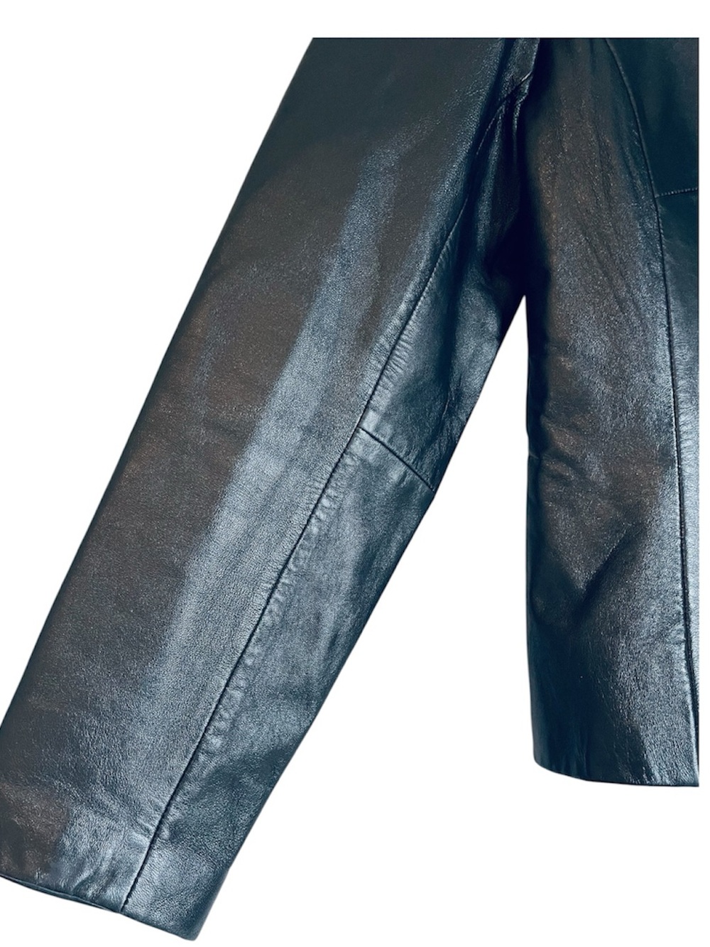 Edgy Moto-Chic 90s-Grunge Elevated Biker-Lite Black Leather Jacket, size Large - Picture 7 of 14